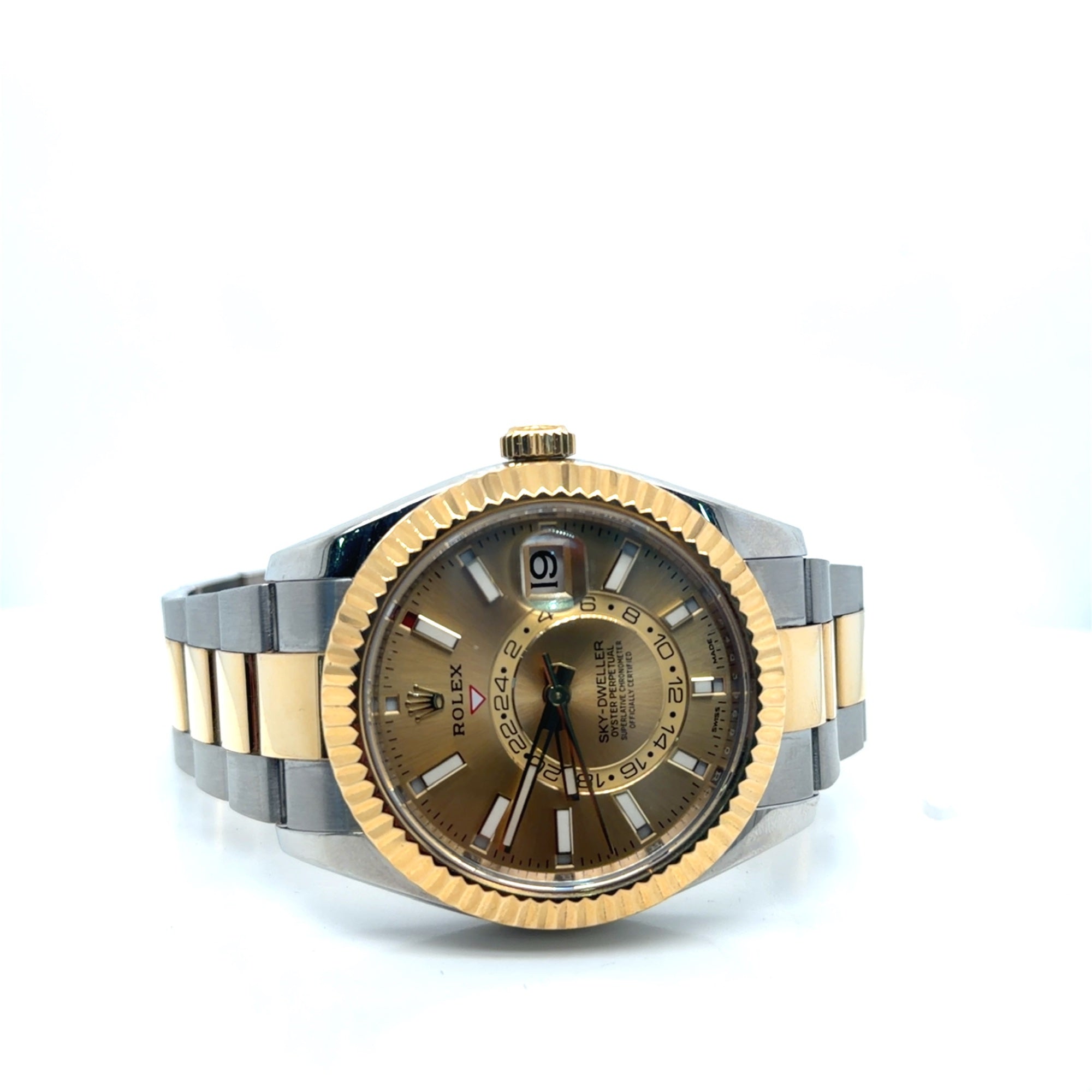 Rolex Sky-Dweller 42mm Two-Tone Steel 18k Gold Champagne Dial 326933