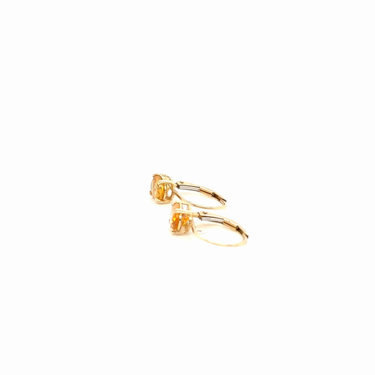 Yellow Gold Oval Citrine Leverback Drop Earrings 1.44g (view 2)