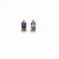 14K Yellow Gold Synthetic Alexandrite Diamond Stud Earrings