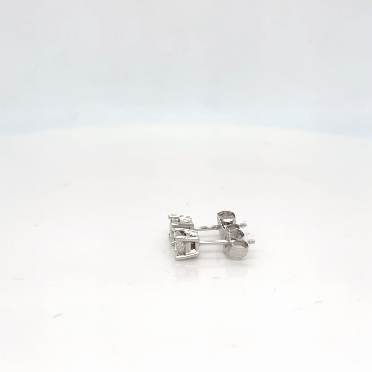 14k White Gold Natural Diamond Stud Earrings 0.50 ctw Princess-Cut F/G I2 (view 2)