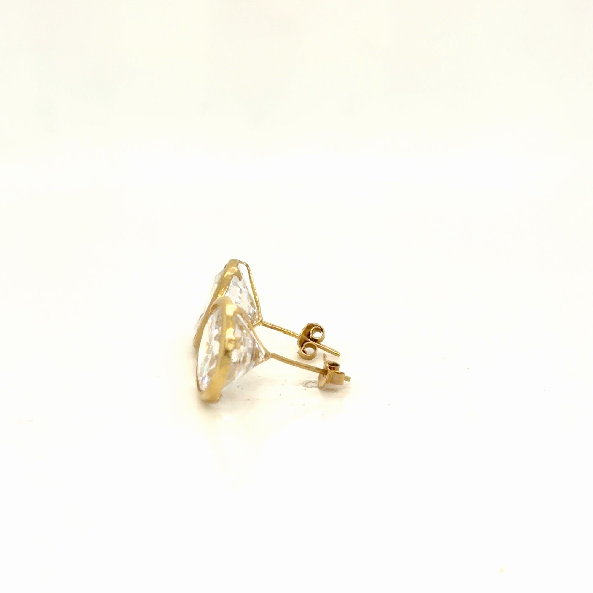 14K Yellow Gold Round CZ Bezel-Set Stud Earrings, 3.08g
