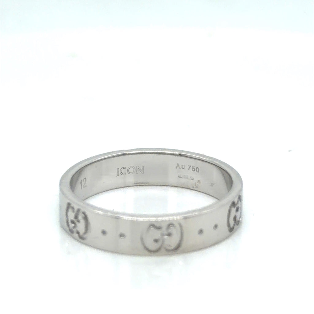Gucci Icon Thin Band Ring 18K White Gold Size 5.75 (EU 12)