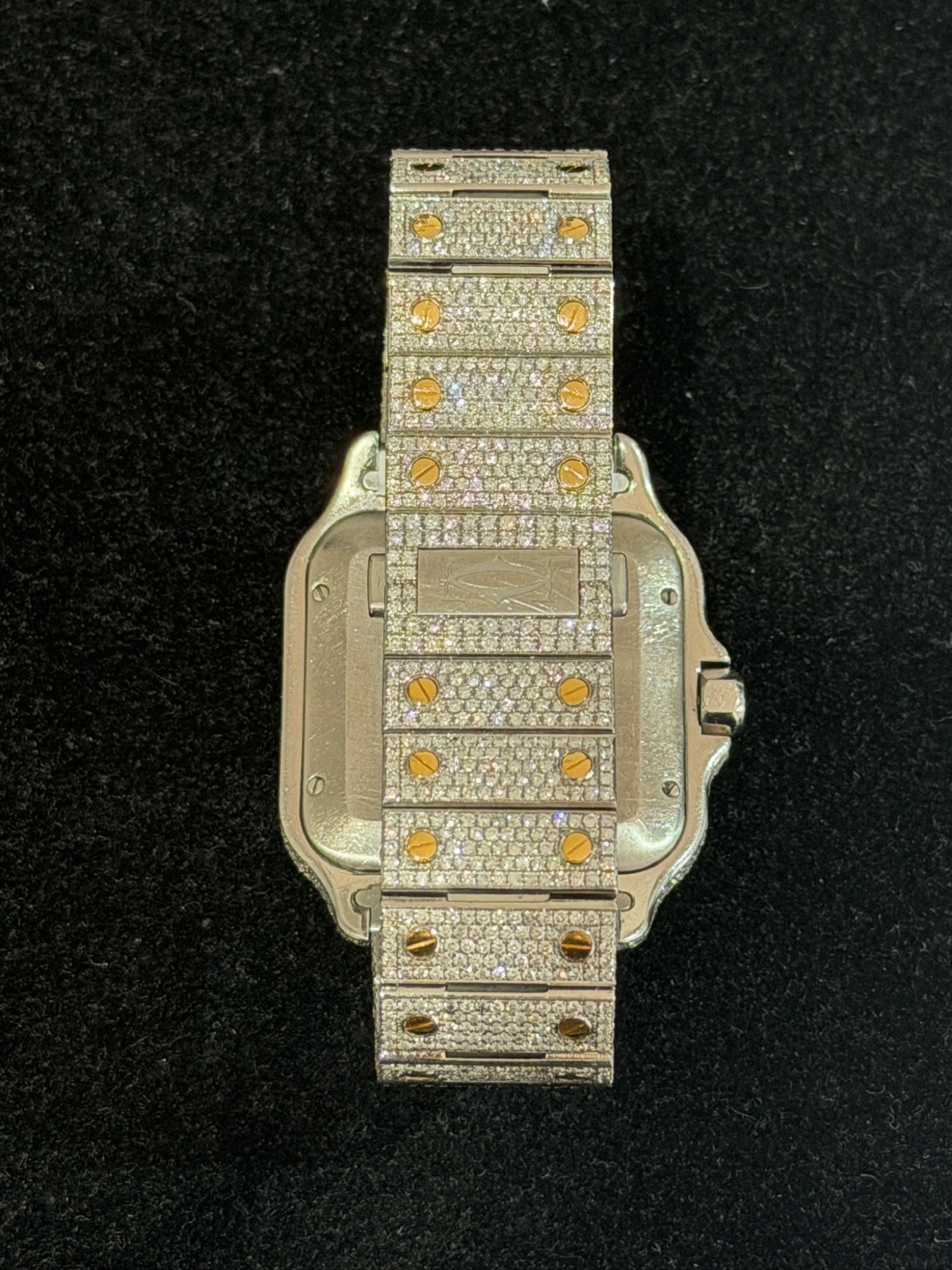 Cartier Santos Automatic Two-Tone Diamond Iced Out Wristwatch