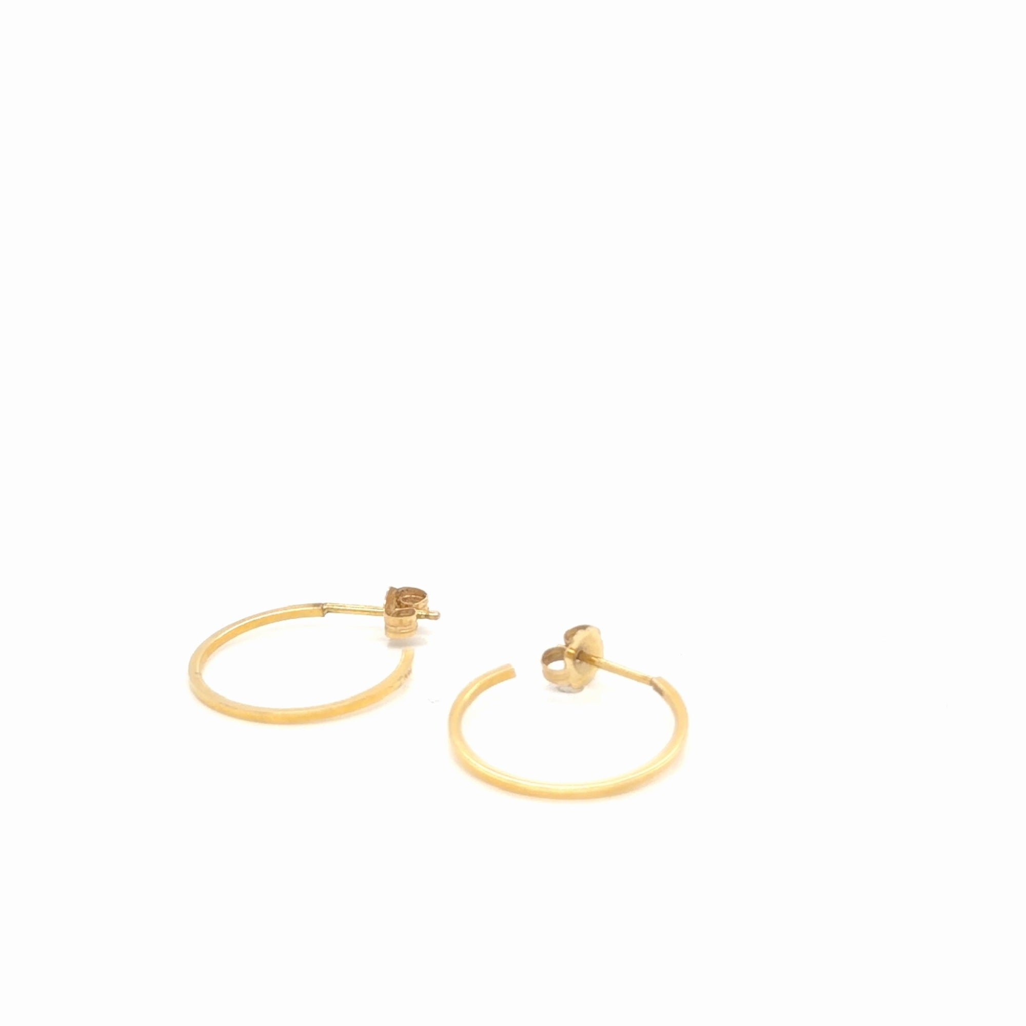 14k Yellow Gold Thin Hoop Earrings with Post Back, 1.03g (view 2)
