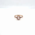 10K Rose Gold Morganite Oval Halo Diamond Ring, Size 8.5