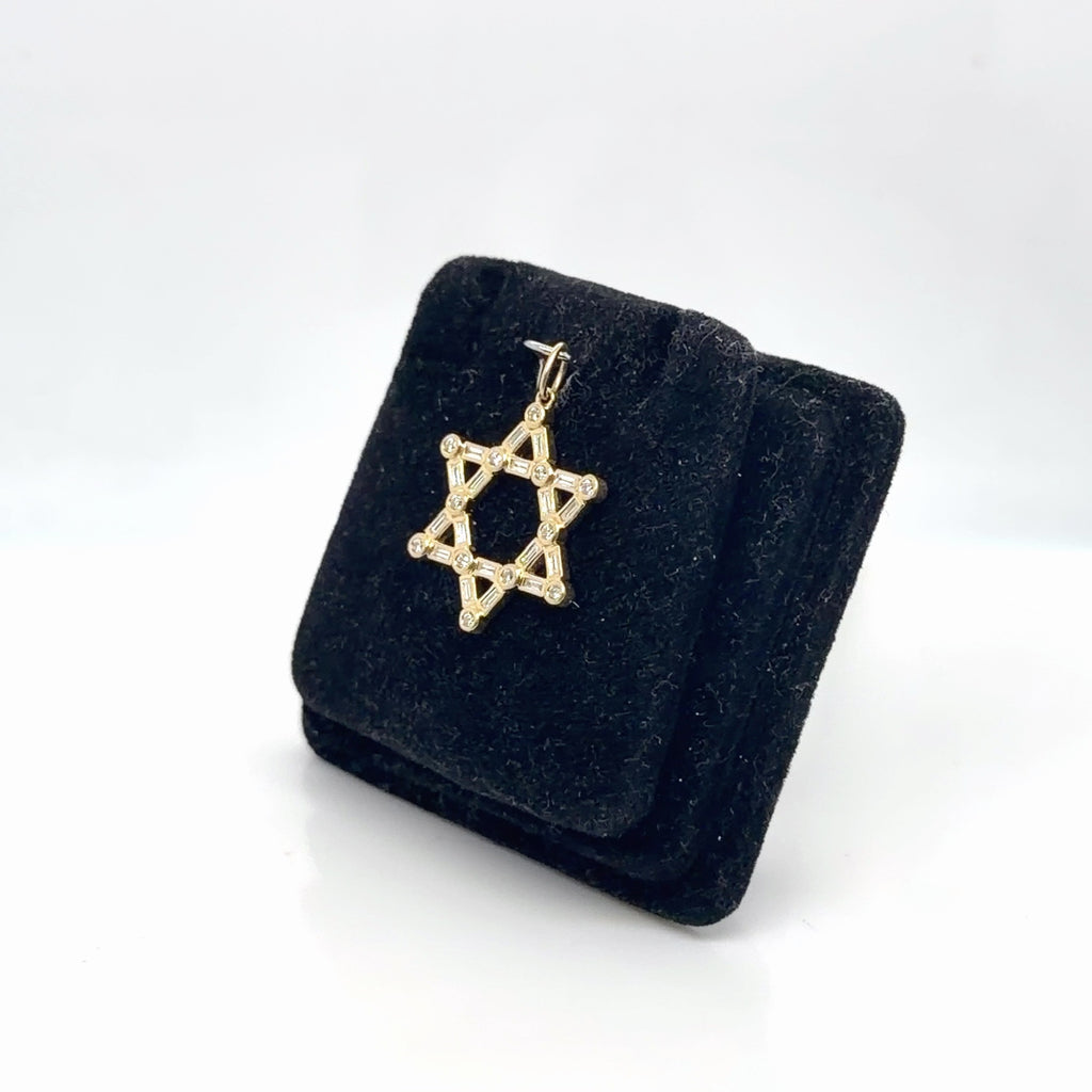 14K Yellow Gold Diamond Star of David Pendant 0.39 ctw Natural G VS (view 2)
