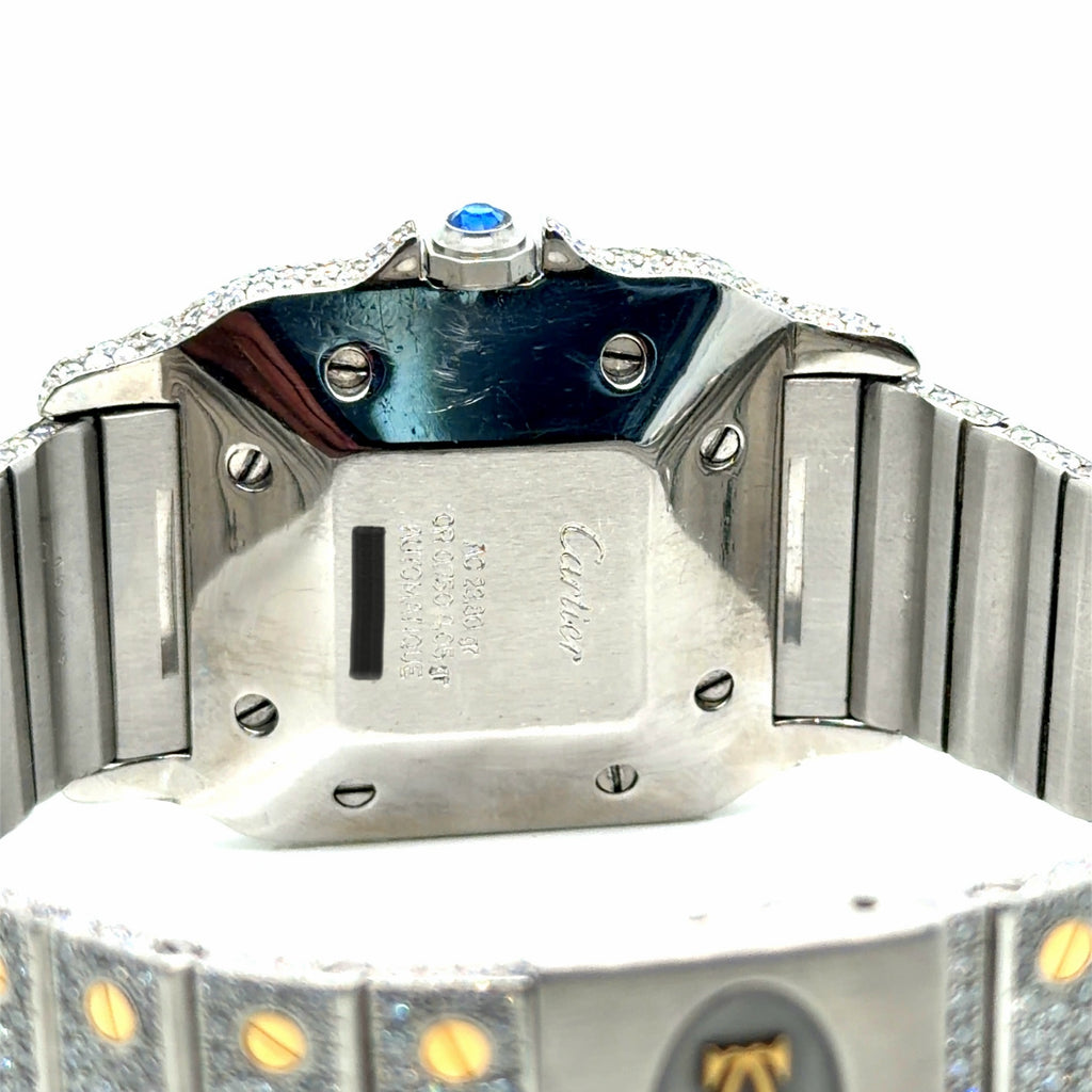 Cartier Santos Galbee Two-Tone Aftermarket Diamond Iced Out Watch (view 8)