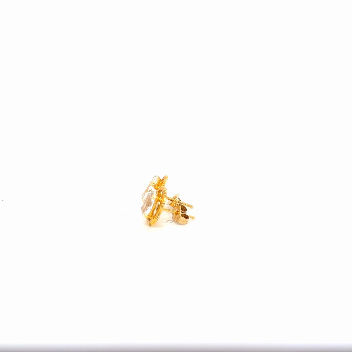 14K Yellow Gold Oval Cubic Zirconia Stud Earrings, 1.84g (view 4)