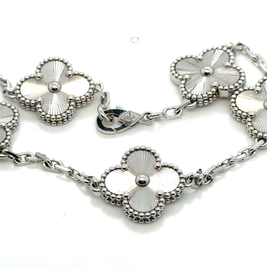 Van Cleef & Arpels Vintage Alhambra 5 Motifs Bracelet 18K White Gold (view 2)