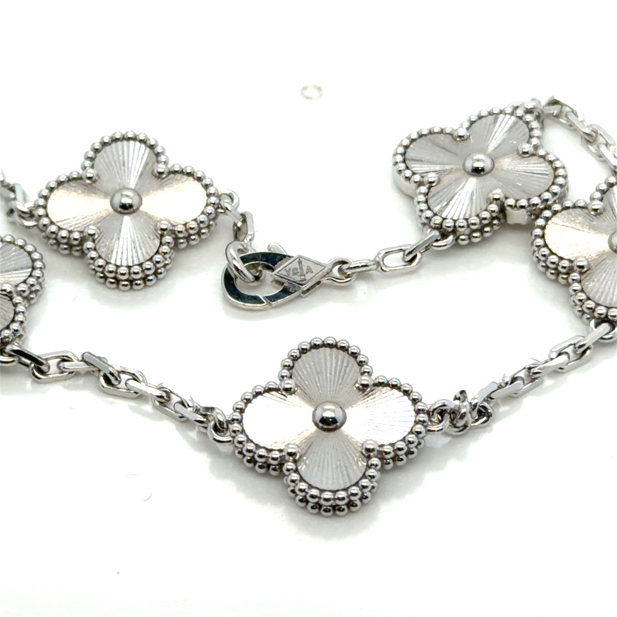 Van Cleef & Arpels Vintage Alhambra 5 Motifs Bracelet 18K White Gold (view 2)