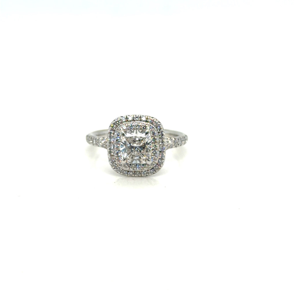 Tiffany & Co. Soleste Platinum Diamond Ring 0.98ct F VVS2 Cushion Sz 4.75 (view 10)