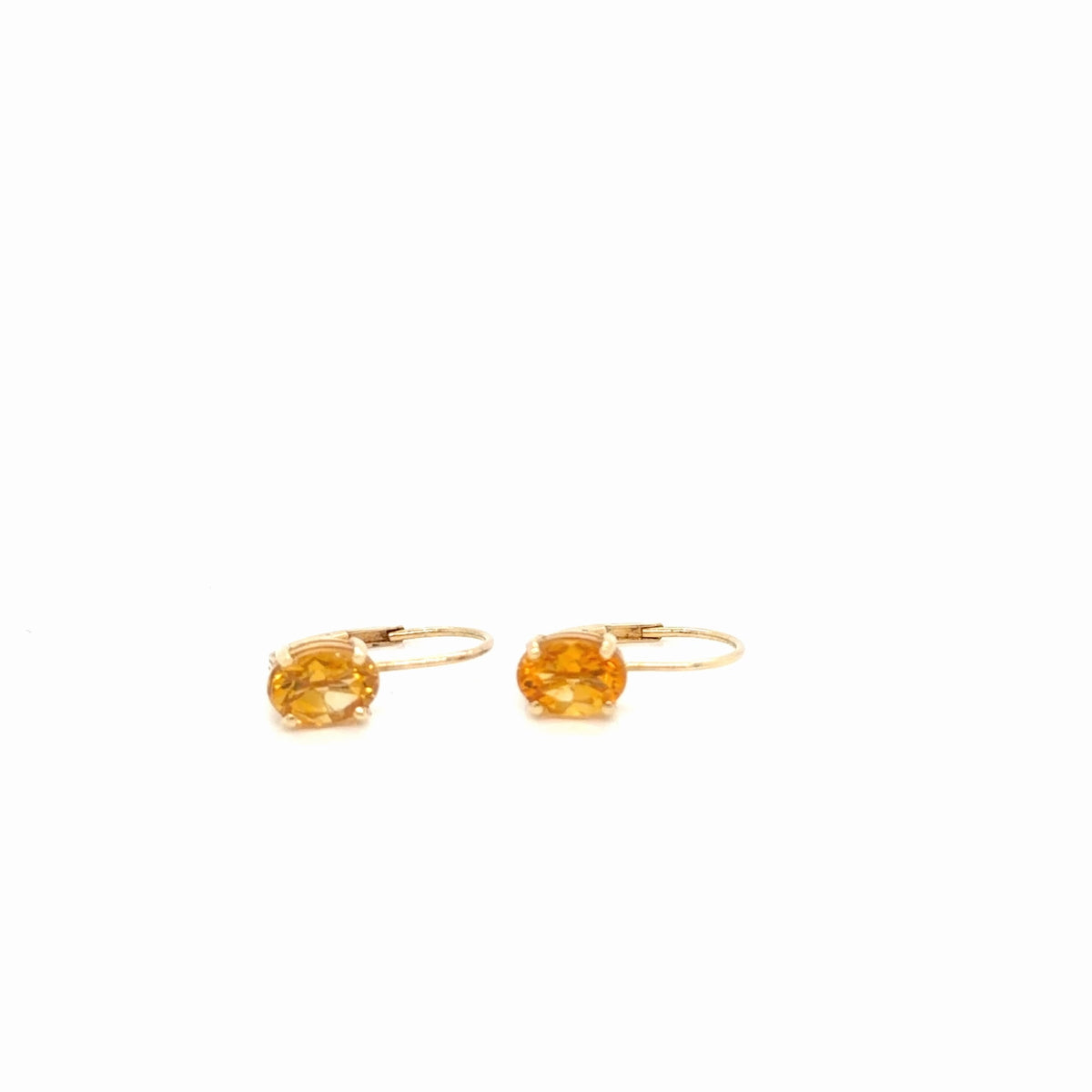 Yellow Gold Oval Citrine Leverback Drop Earrings 1.44g (view 3)