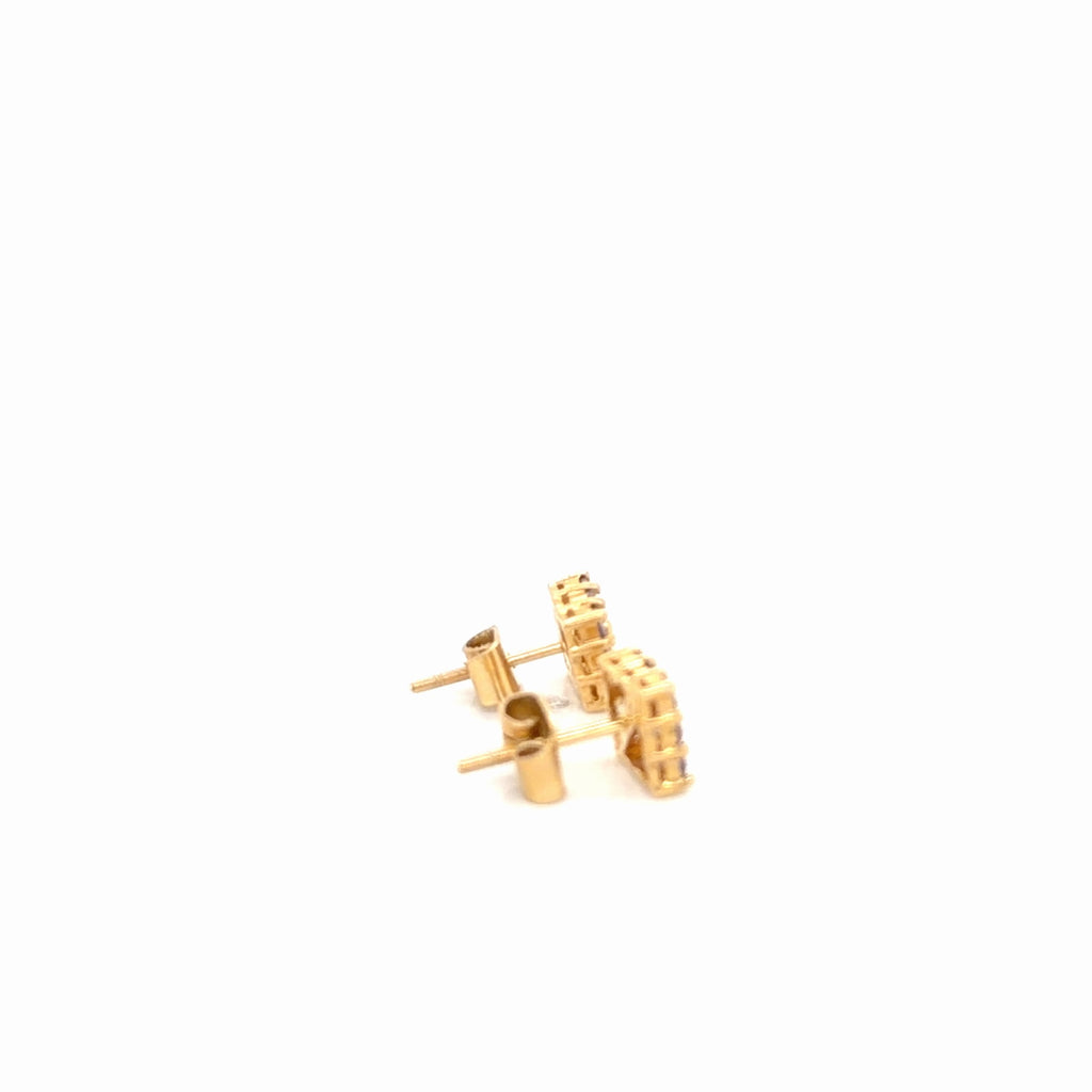 14K Yellow Gold Square Cluster Tanzanite Stud Earrings (view 5)