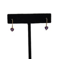 14K Yellow Gold Heart Amethyst Drop Earrings, Wire Back (view 1)