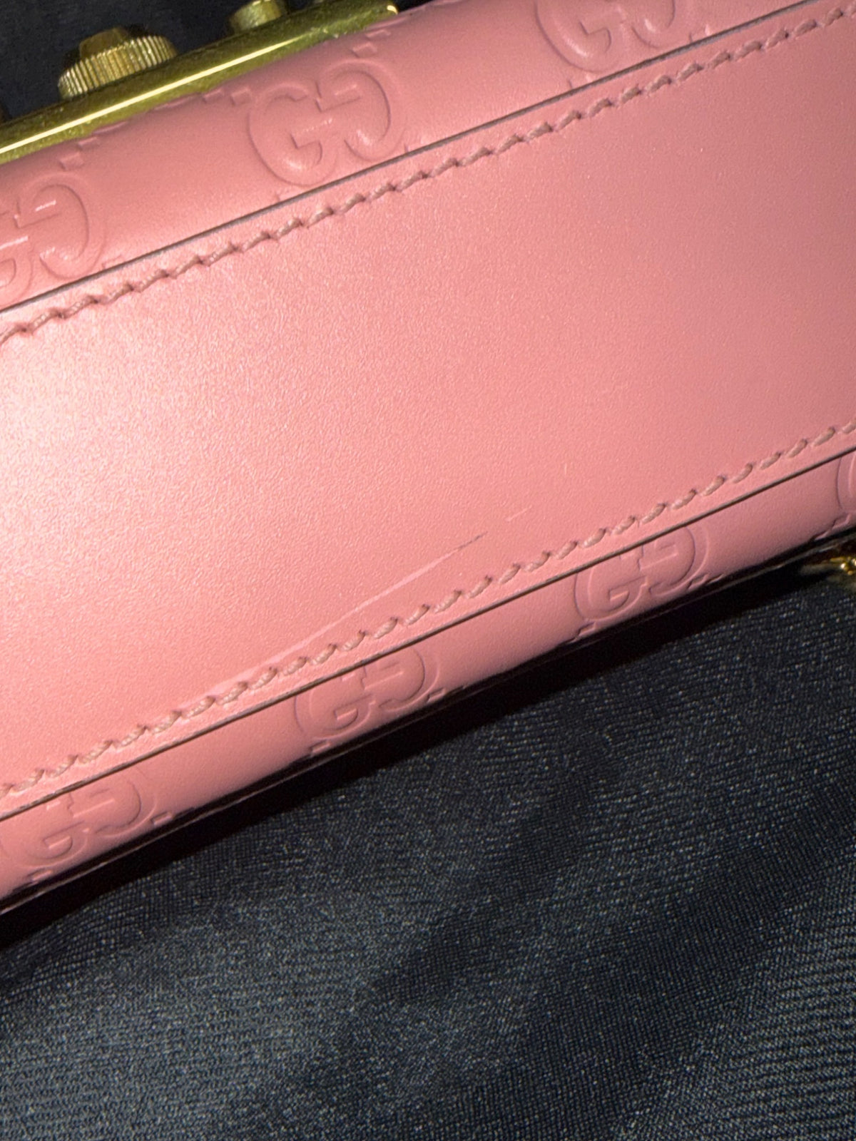 Gucci Padlock Small Guccissima Pink Leather Gold Chain Shoulder Bag (view 18)