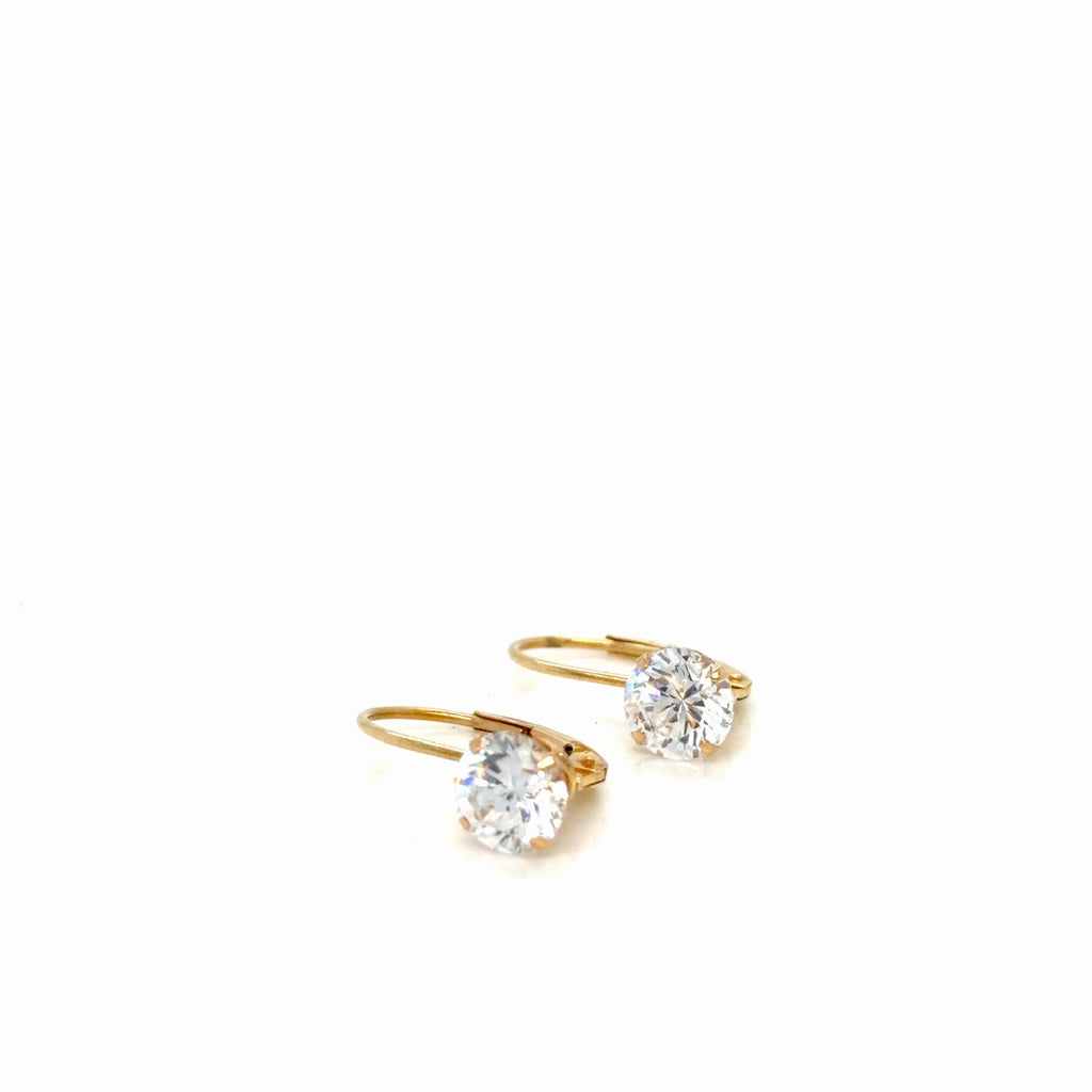14k Yellow Gold Simulated Diamond Round Drop Earrings Leverback (view 3)