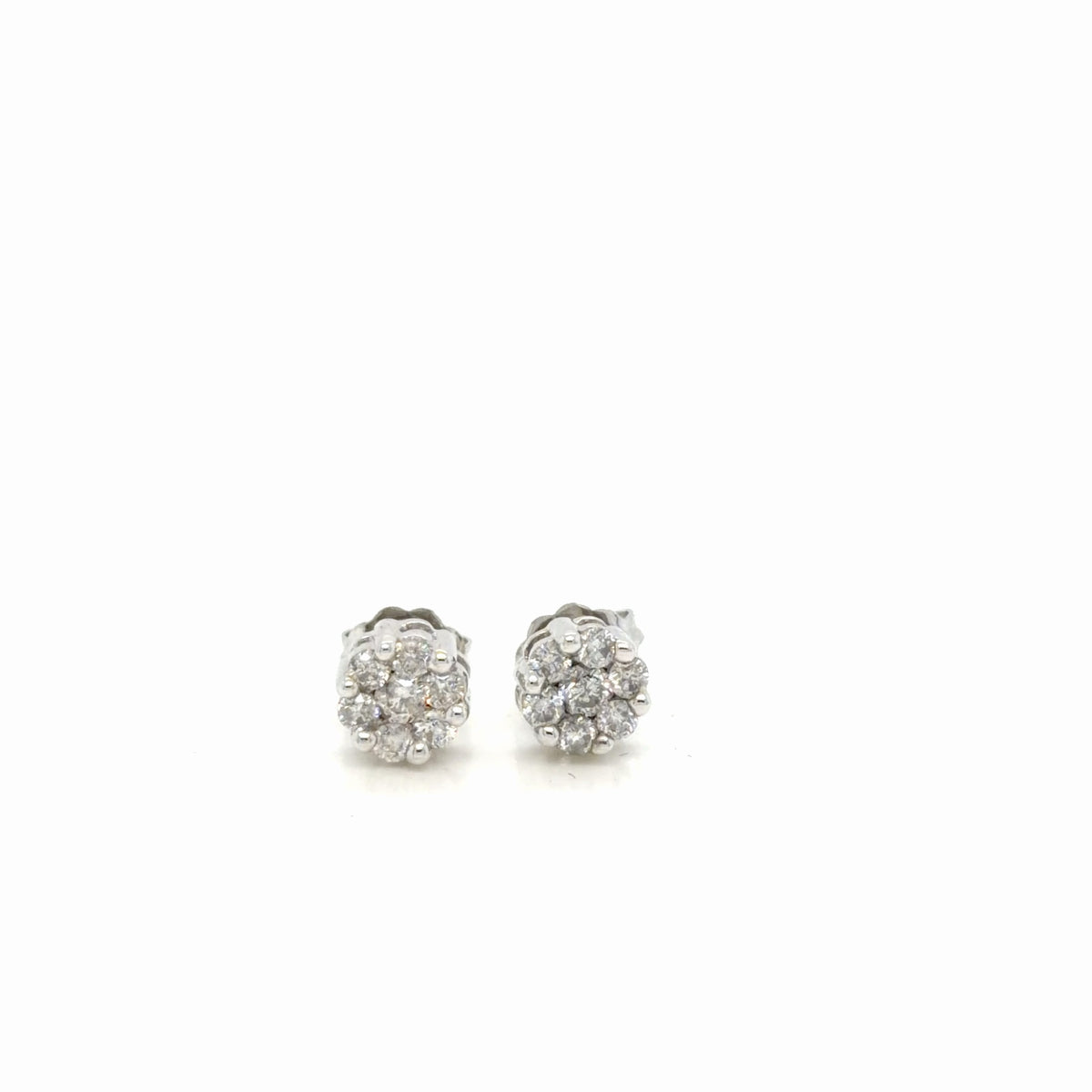 14K White Gold Natural Diamond Cluster Stud Earrings 0.53 ctw (view 1)