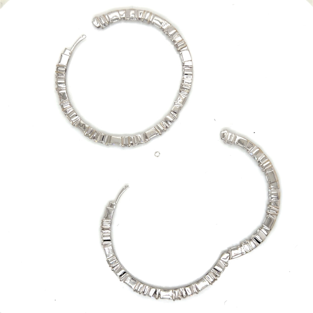 Roberto Coin 18K White Gold Diamond Hoop Earrings 3.04 ctw F/G VS (view 2)
