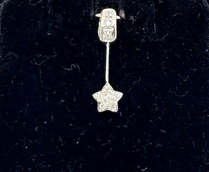 14K White Gold Diamond Star Drop Pendant, 0.04 Ctw Natural Diamond