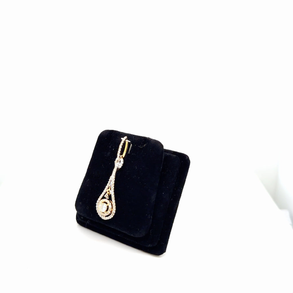 18K Yellow Gold Diamond Teardrop Pendant 0.67 ctw Natural Round Halo (view 3)