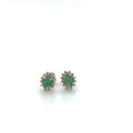 Emerald & Diamond Halo Stud Earrings Two-Tone 14K Gold, Oval Emerald (view 1)