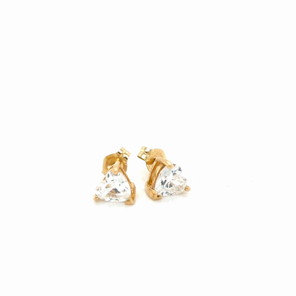 14K Yellow Gold Heart-Cut Cubic Zirconia Stud Earrings (view 2)