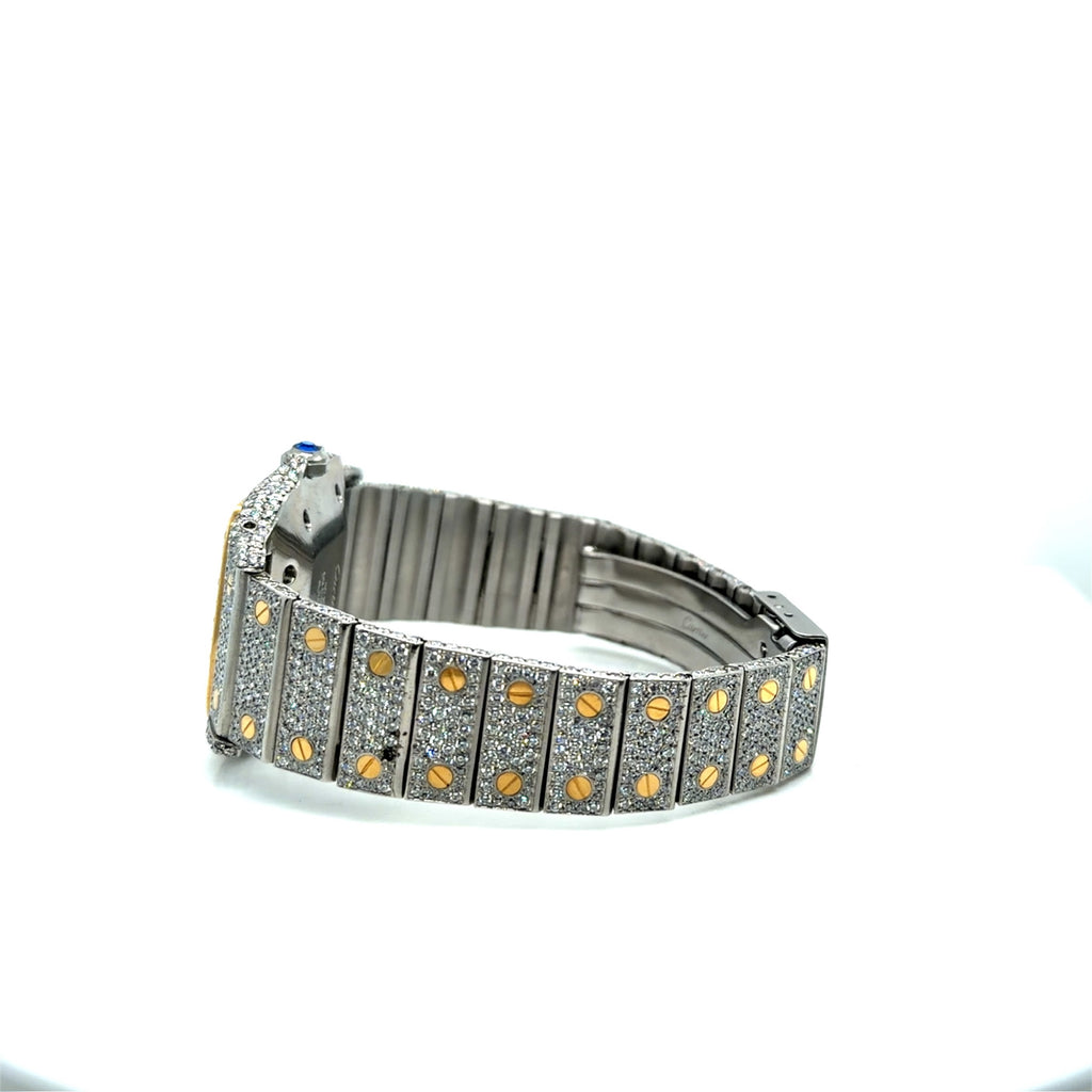 Cartier Santos Galbee Two-Tone Aftermarket Diamond Iced Out Watch (view 7)