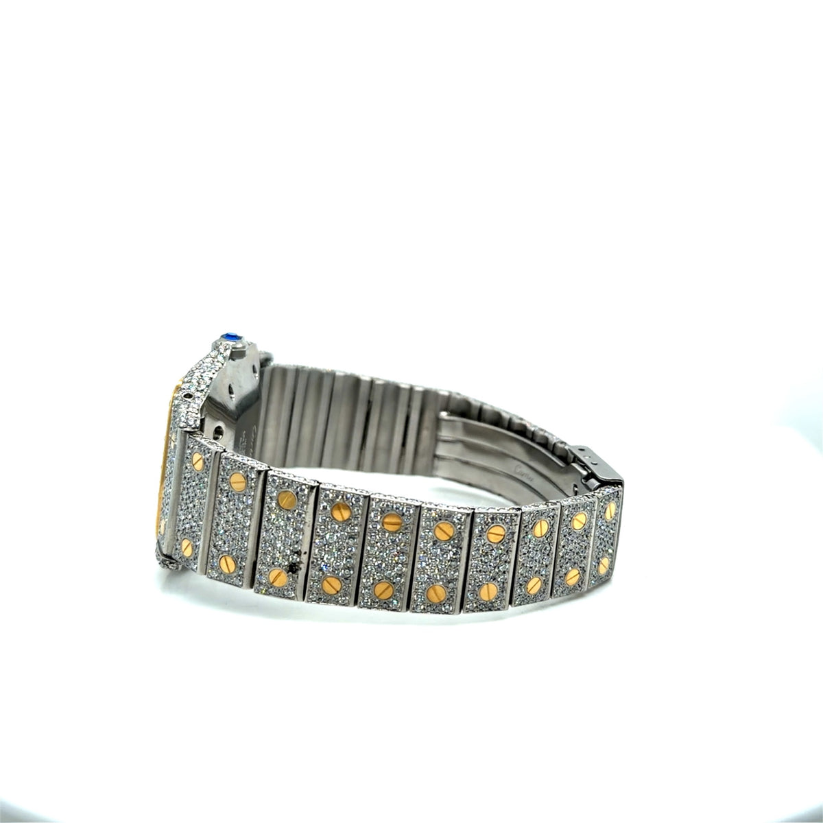 Cartier Santos Galbee Two-Tone Aftermarket Diamond Iced Out Watch (view 7)