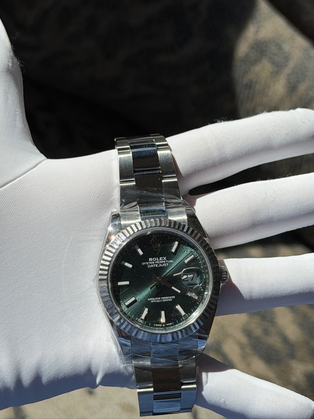 Rolex Datejust 41 Stainless Steel Green Dial Oyster Watch, Box & Papers (view 15)