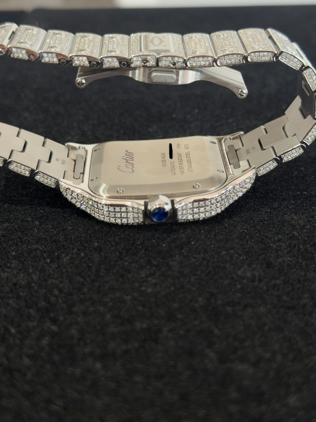Cartier Santos 40mm Diamond Iced Out Automatic Watch WSSA0018 Box Papers (view 10)