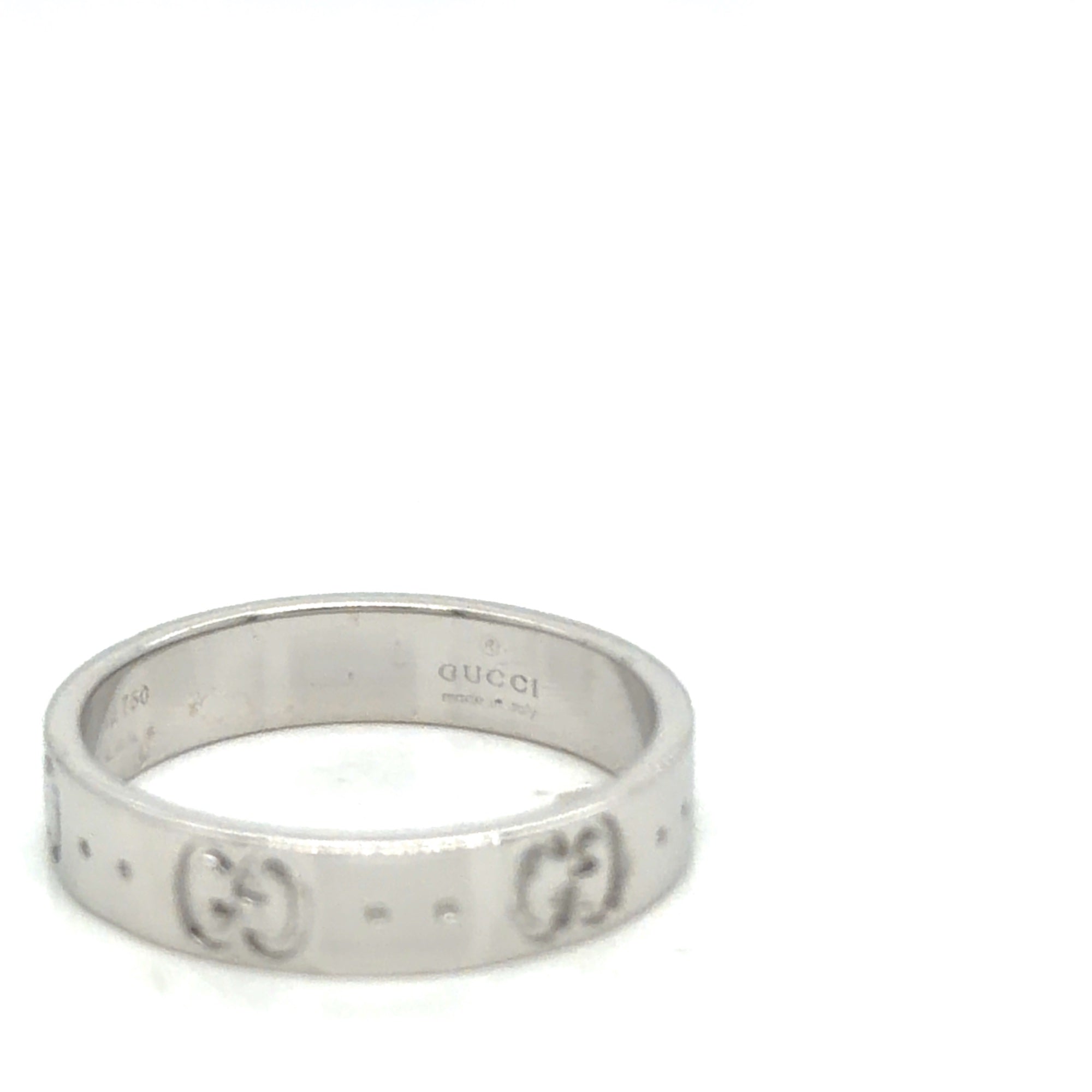 Gucci Icon Thin Band Ring 18K White Gold Size 5.75 (EU 12)