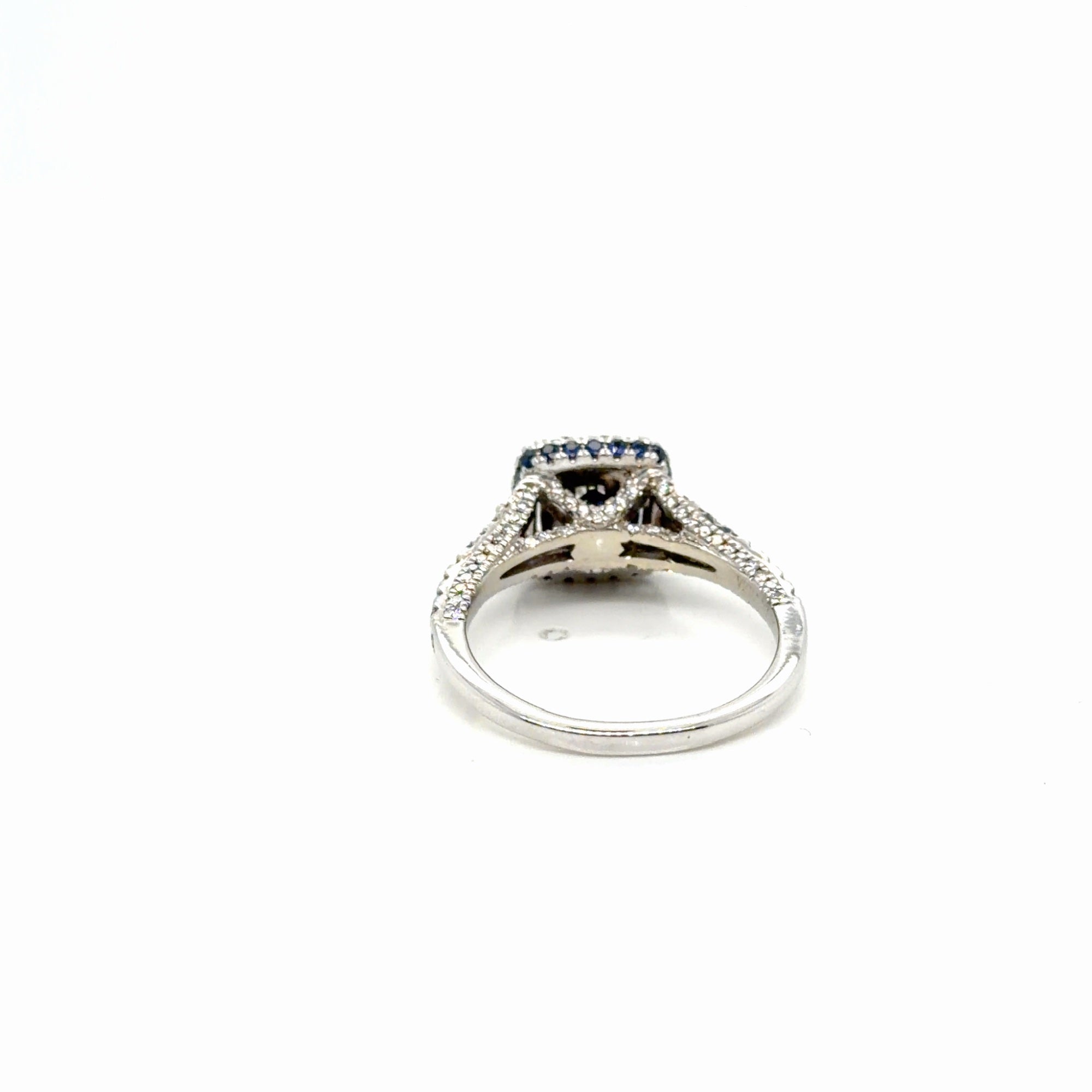 Vera Wang 14K White Gold Diamond Sapphire Double Halo Ring 1.50 ctw Sz 9.5 (view 6)
