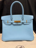 Hermès Birkin 30 Blue Céleste Epsom Leather Gold Hardware Handbag (view 1)