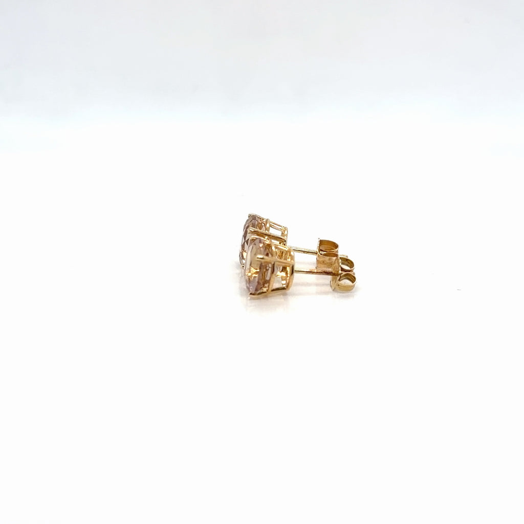 14K Yellow Gold Round Citrine Solitaire Stud Earrings, 1.39g (view 4)
