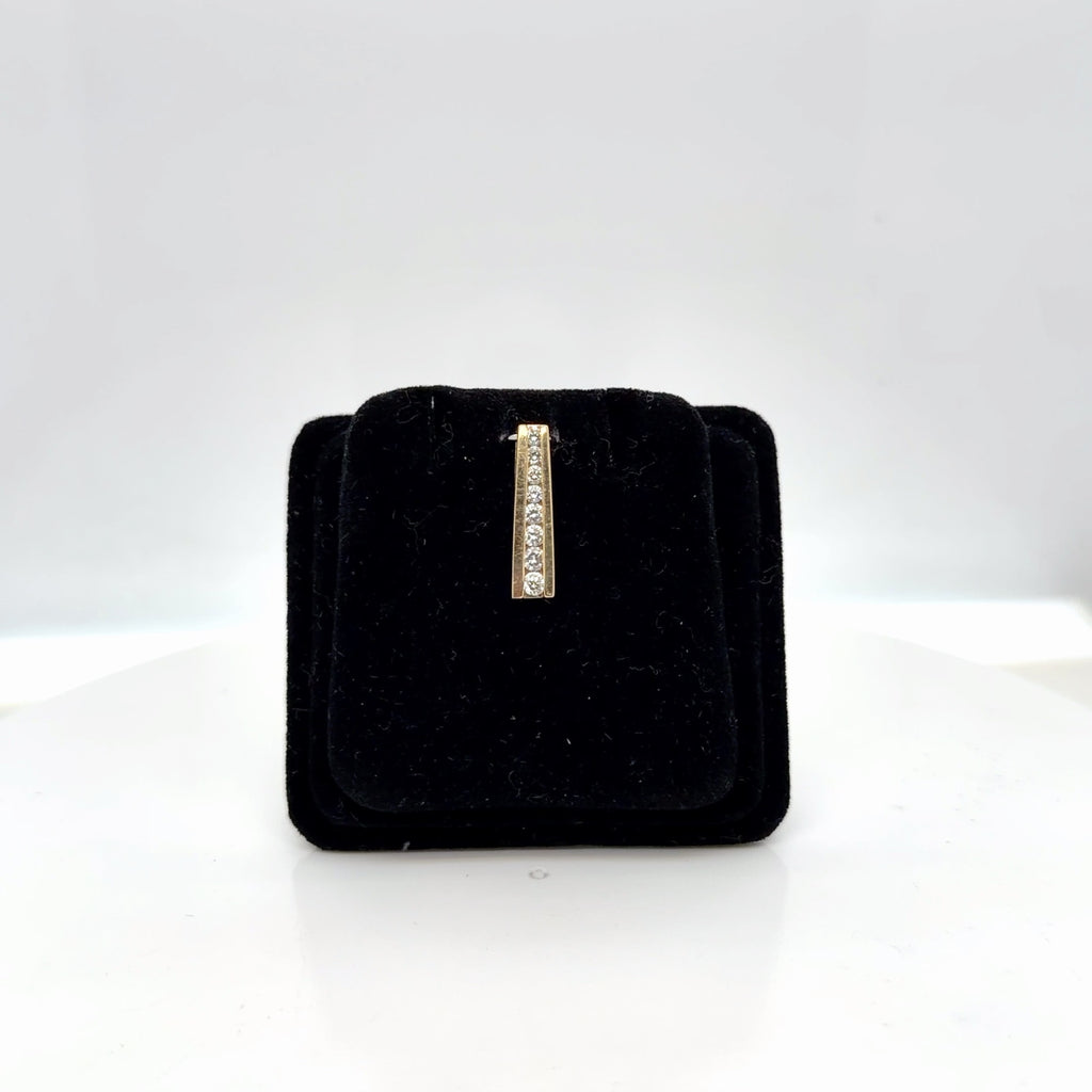 14K Yellow Gold Diamond Bar Pendant 0.26 ctw Natural Round I/I1