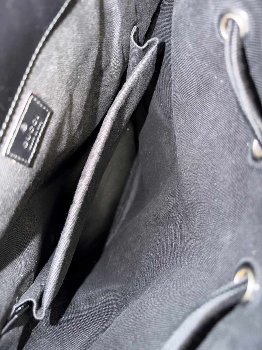 Gucci GG Supreme Large Backpack Black Canvas Silver Hardware Web Straps