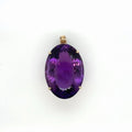 14K Yellow Gold Large Oval Amethyst Solitaire Pendant, 15.95g