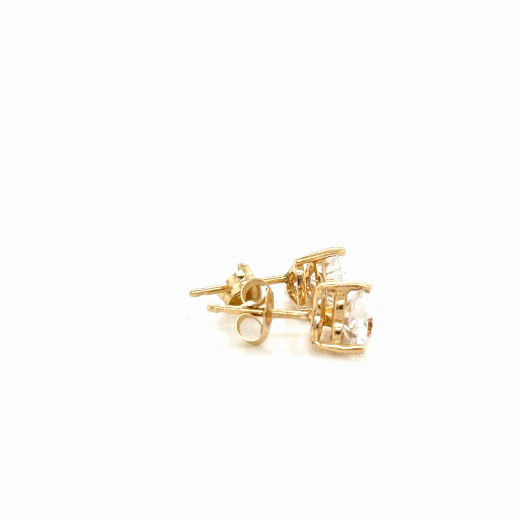14K Yellow Gold Heart-Cut Cubic Zirconia Stud Earrings (view 3)