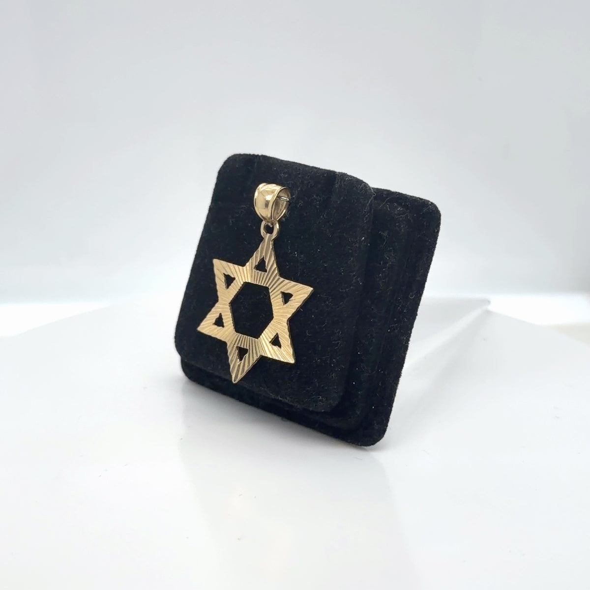10K Yellow Gold Star of David Pendant, Diamond-Cut Textured, 2.23g (view 2)