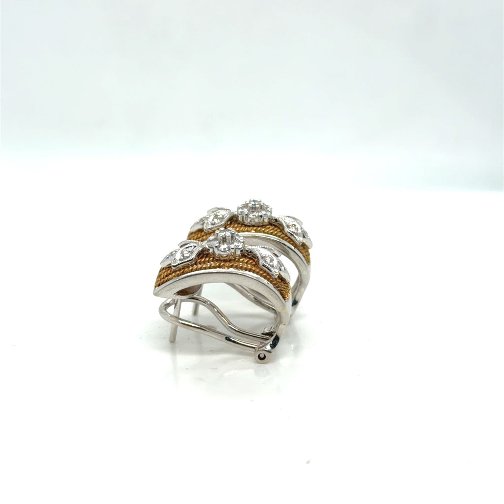 Two-Tone 18K Gold Diamond Cluster Earrings 0.48 ctw G VS1 Omega (view 4)