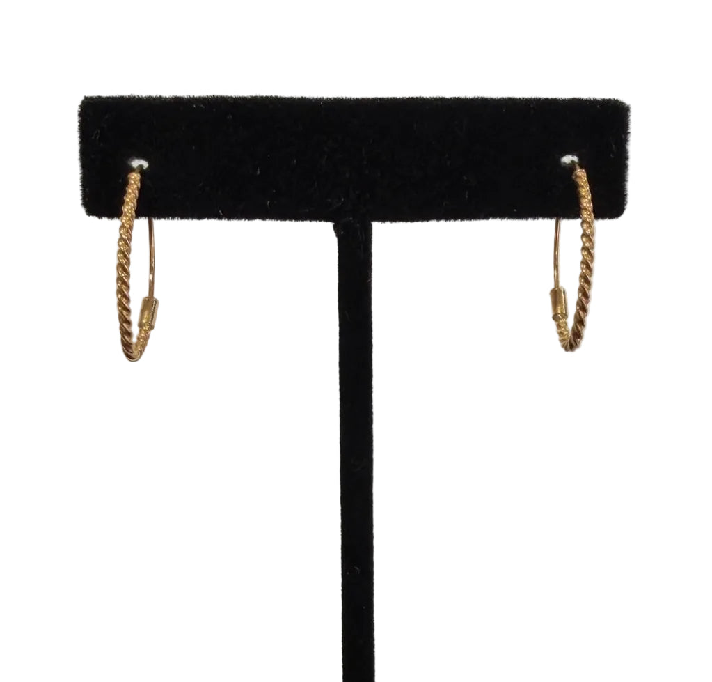 14K Yellow Gold Twisted Rope Hoop Earrings, Sleeper Style (view 1)