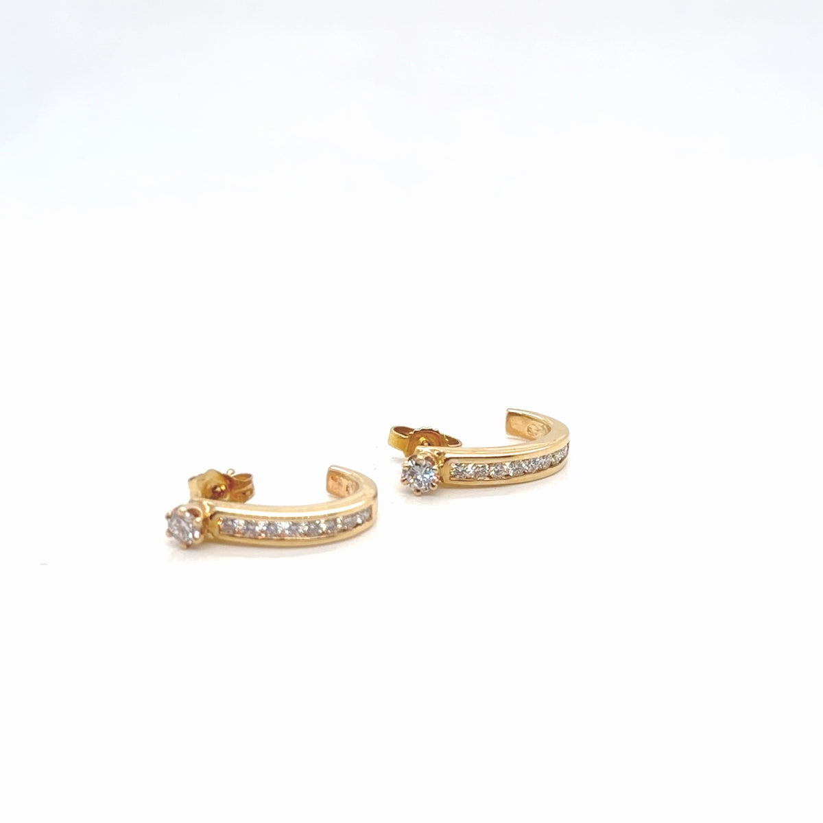 14K Yellow Gold Diamond Hoop Earrings 0.70 ctw H SI/VS Channel Prong Set