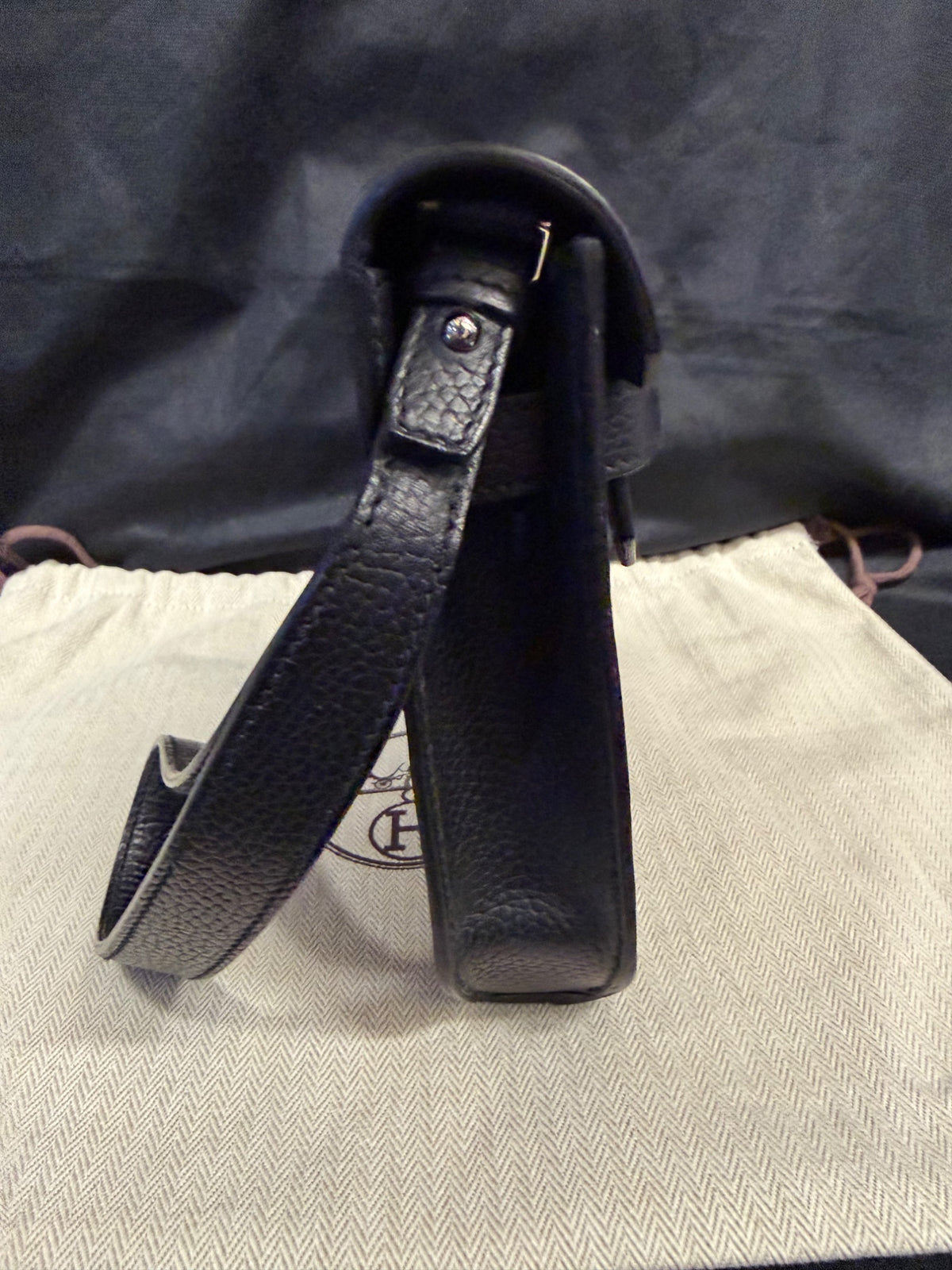 Hermès Kelly Depeches 25 Black Leather Palladium Hardware Clutch Bag (view 2)