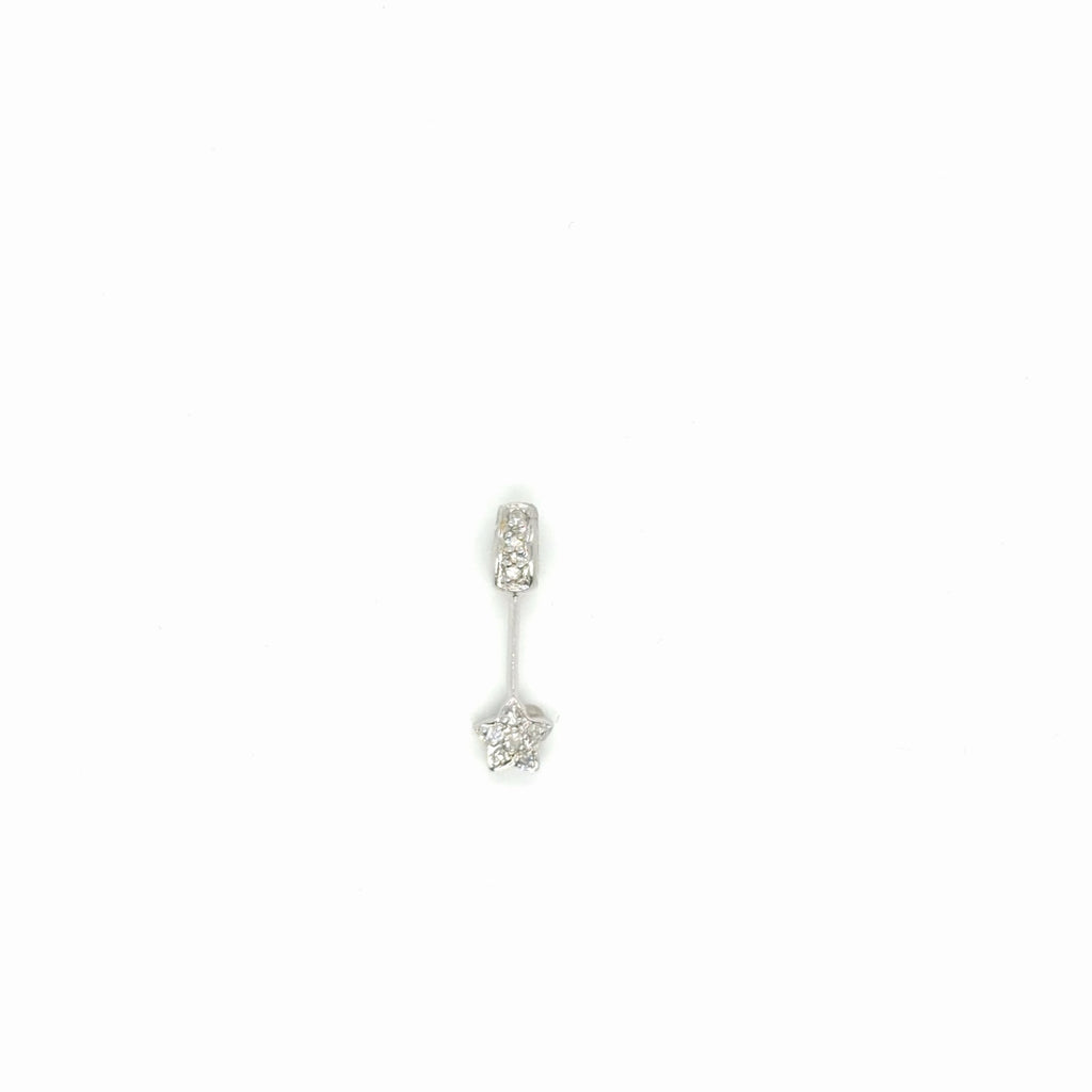 14K White Gold Diamond Star Drop Pendant, 0.04 Ctw Natural Diamond (view 2)