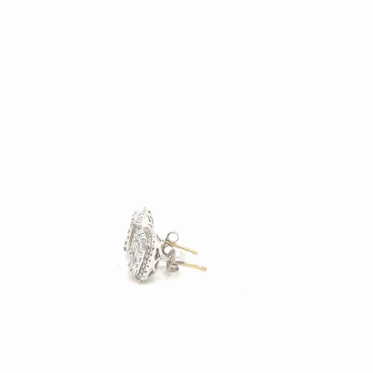 14K White Gold Natural Diamond Cluster Halo Stud Earrings 1.50 ctw (view 4)