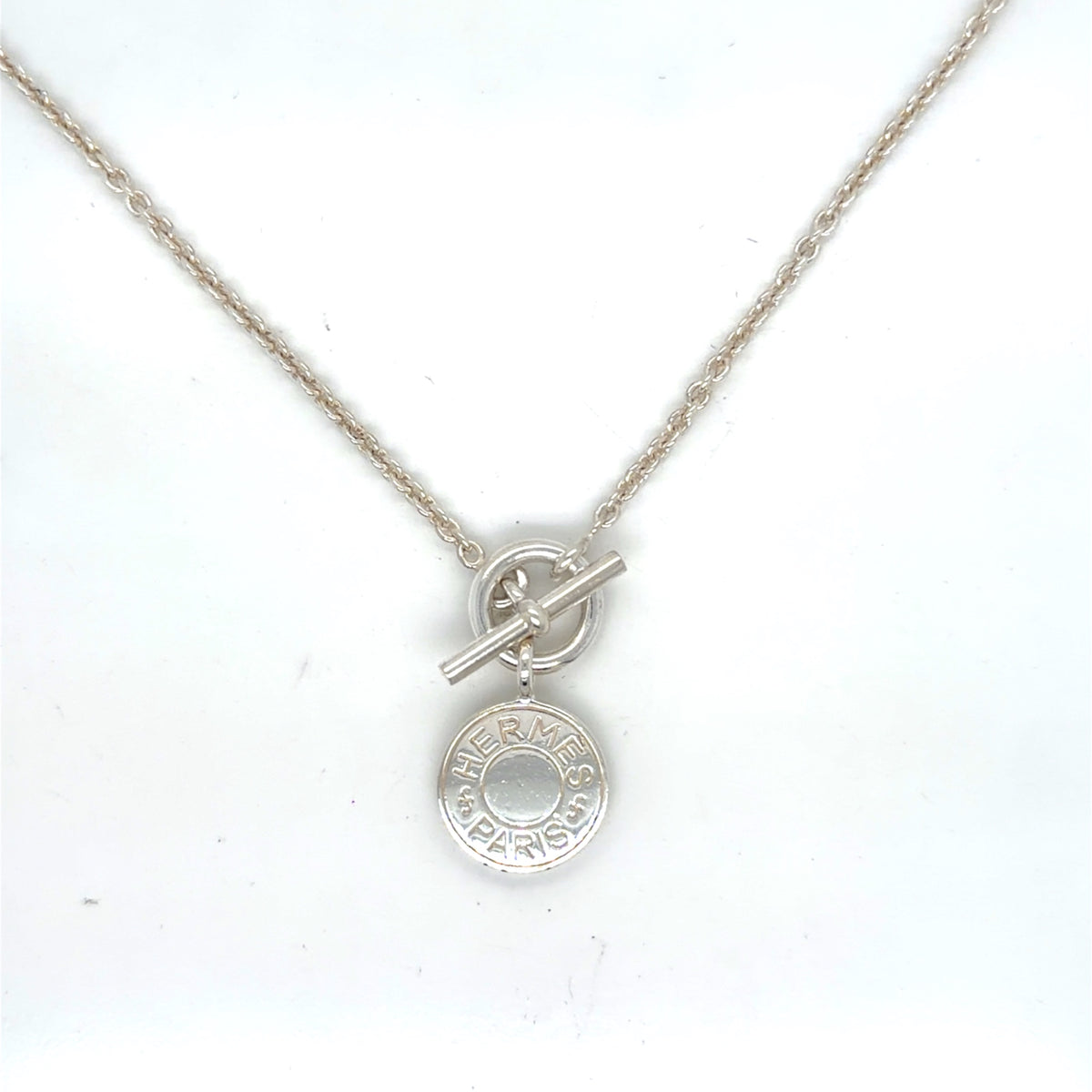Hermès Amulettes Ex-Libris Sterling Silver Toggle Necklace (view 2)