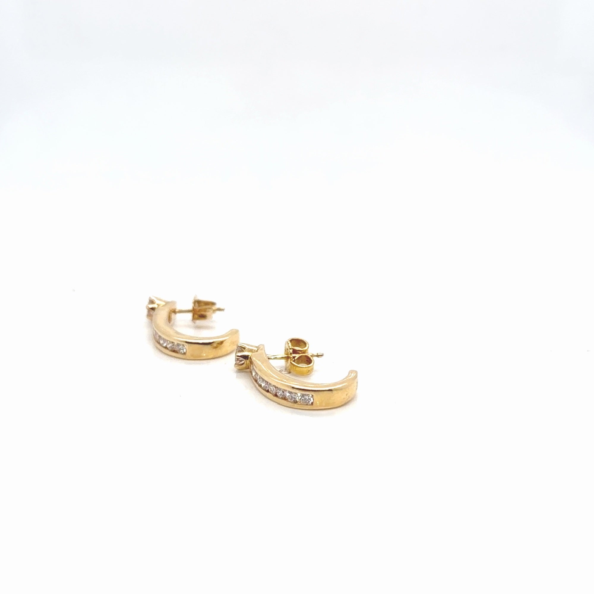 14K Yellow Gold Diamond Hoop Earrings 0.70 ctw H SI/VS Channel Prong Set (view 5)