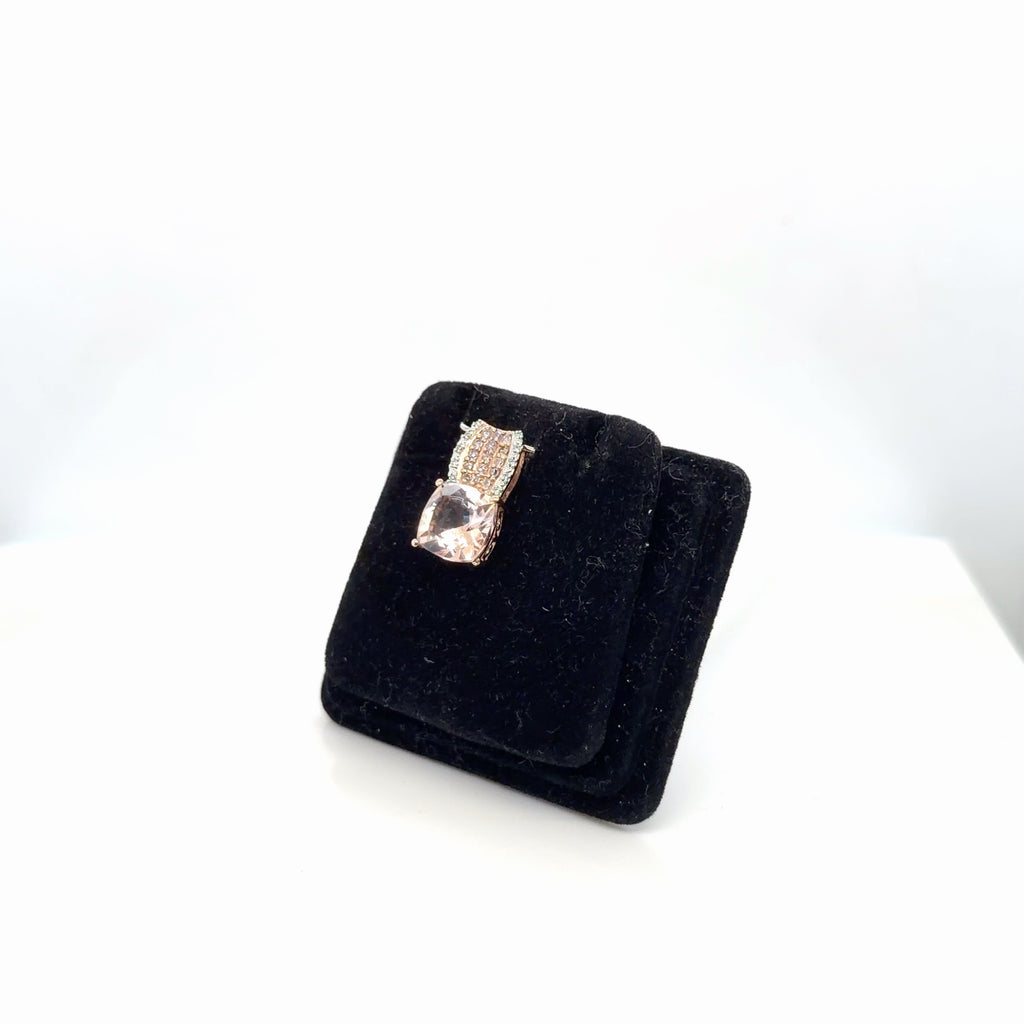 10K Rose Gold Morganite & Diamond Pendant, Cushion Cut, 1.98g (view 2)