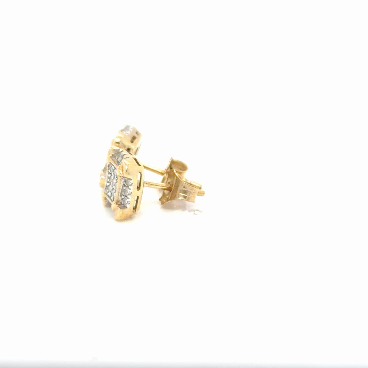 Diamond Cluster Stud Earrings Two-Tone Gold 0.30 ctw Round Natural (view 4)