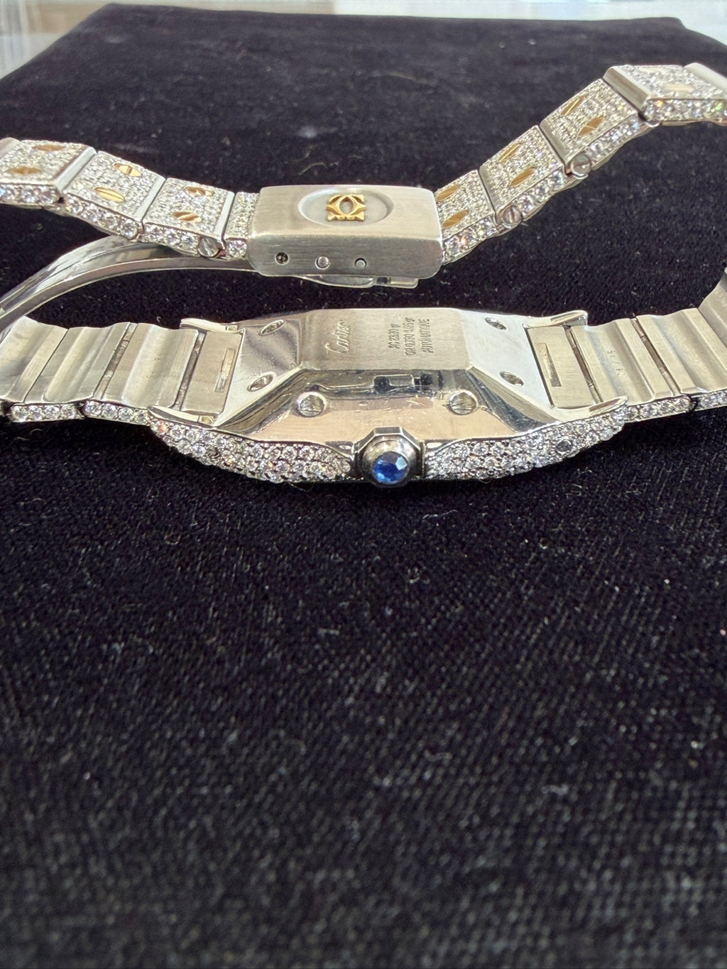 Cartier Santos Galbee Two-Tone Aftermarket Diamond Iced Out Watch (view 11)